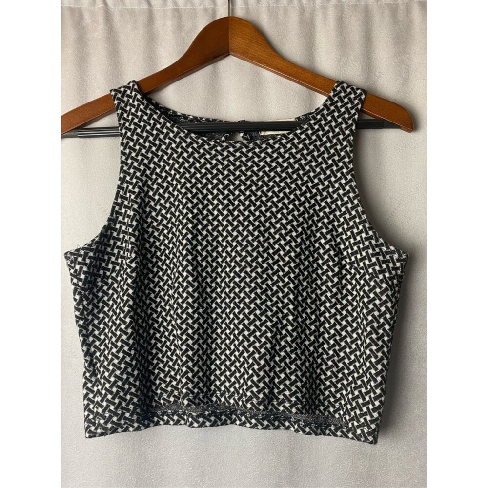 Altar’d State sparkle Boho Grunge Black & White Teen Sleeveless Crop Top L